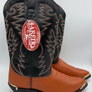 Laredo Men's peanut Lizard Black and Tan Western Boots